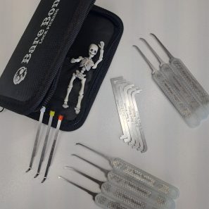 Intermediate Lock Picking Kit - 7 Picks (Hooks), TOK, Feral Tension, case - WITH Coffin Handles, 20thou