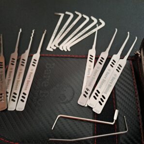 Beginner Lock Picking Kit - 8 Picks (Hooks/Rakes), TOK, BOK, case - WITHOUT Coffin Handles, 23thou