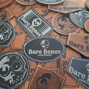 Bare Bones Logo Leather Patch — Bare Bones Lock Picking